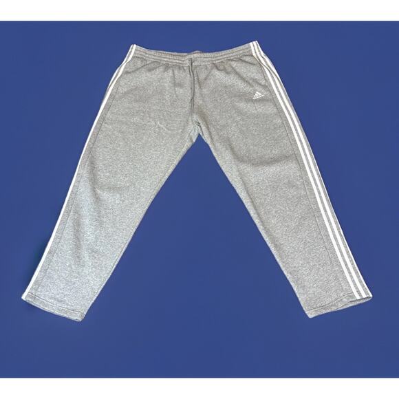Adidas Men's Stripe Sweatpants Size 4XL Heather Grey Straight Leg Athleisure - Picture 1 of 9